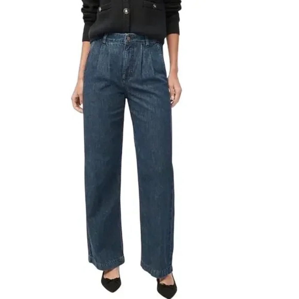 J. Crew Factory Pleated Wide Leg Jeans